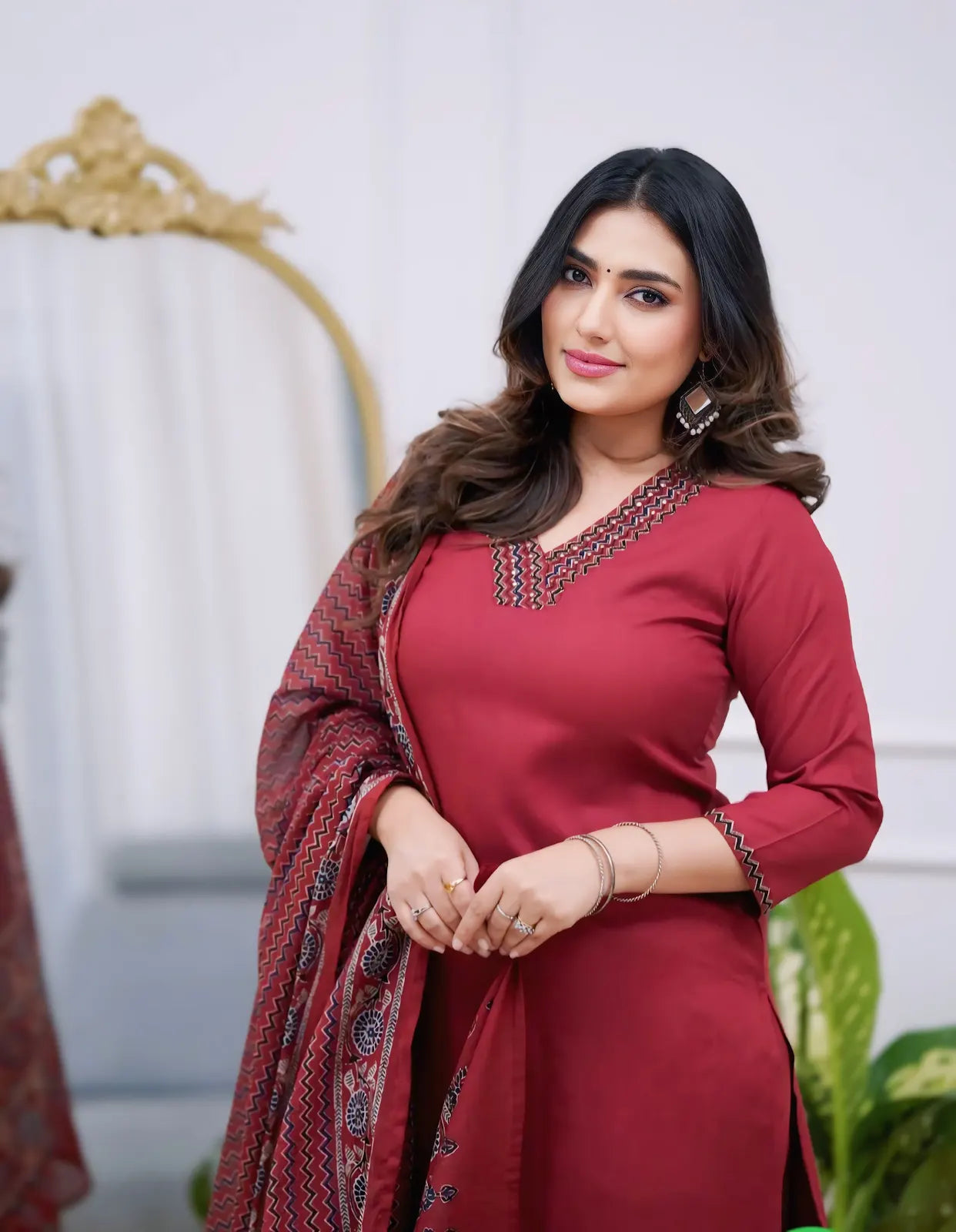 Women's Gorgeous Parmpara Fabric Embroidery Work Straight Kurta Pant and Dupatta Set