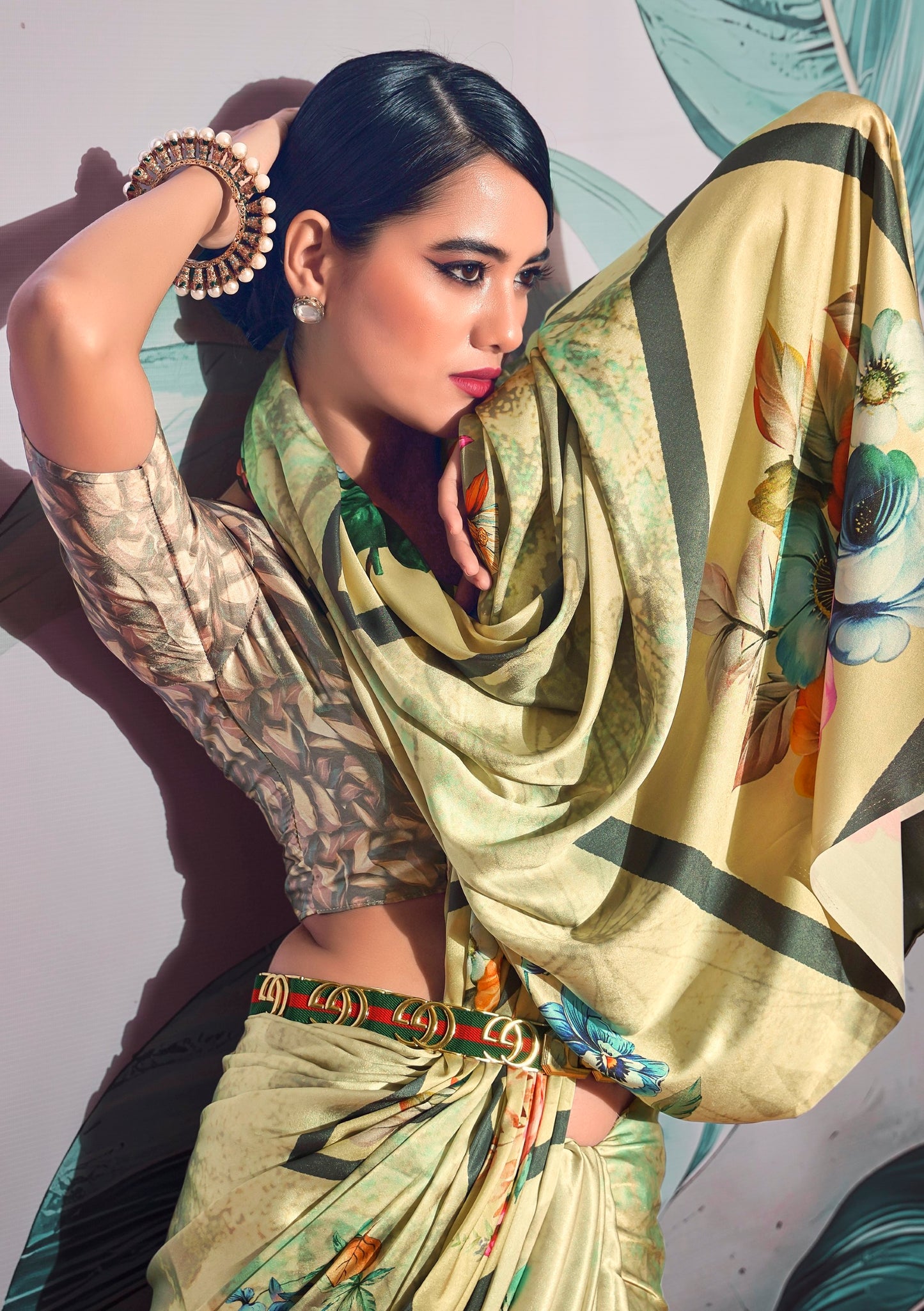 Green Pure Sattin silk With Zari Weaving Saree With Blouse