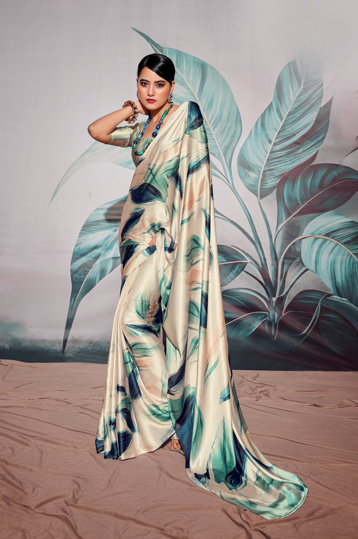 Off White Pure Sattin silk With Zari Weaving Saree With Blouse
