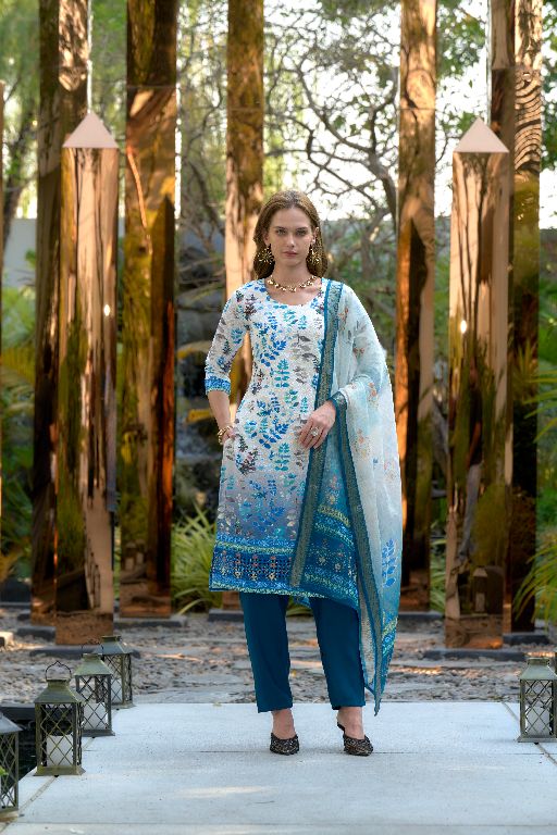 Women's Beautiful Cotton Chikankari work Straight Kurta with Pant And Dupatta Set
