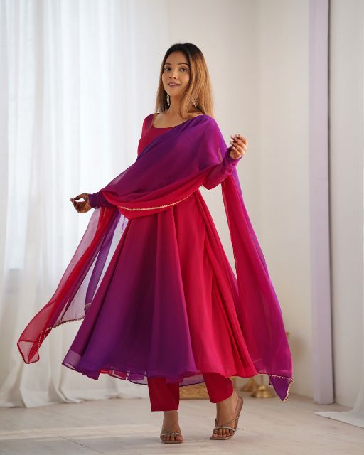 Anarkali Kurta Gown is a stunning traditional Indian outfit that combines elegance and style It is typically worn by women for special occasions,