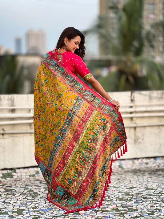 Mustard Color Elegant Viscose Silk Fabric Rich Sophisticated Saree