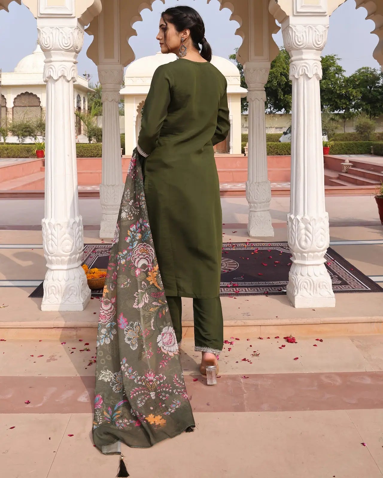 Mehendi Color Traditional Kurti Wedding Wear