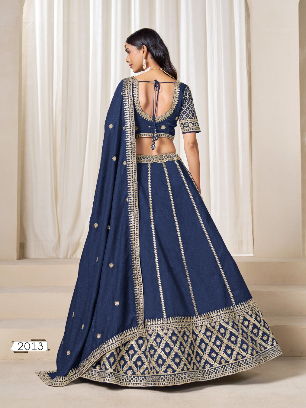 Navy embriodered art silk designer semi stitched Lehenga choli