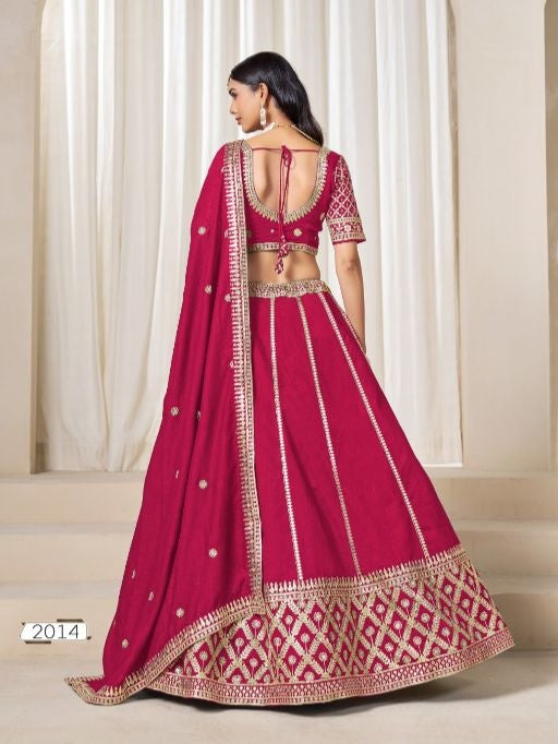 Red embriodered art silk designer semi stitched Lehenga choli