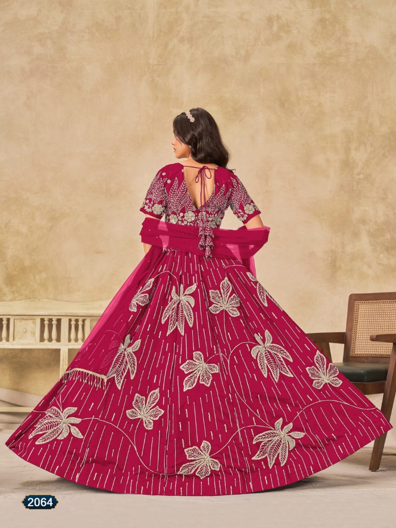 Magenta heavy art silk semi stitched lehenga choli with embroidery work