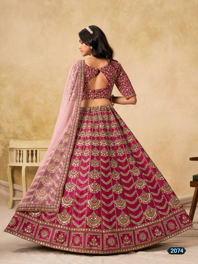 Maroon Art Silk Semi Stitched Lehenga Choli with Heavy Embroidery Work