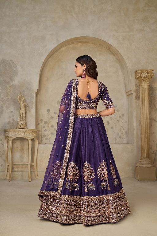 Royal Purple Wedding Lehenga with Elephant Motifs