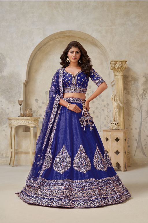 Royal Purpple bridal lehenga with zari work