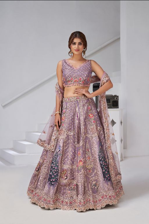 Royal Raw Silk purple Lehenga for Haldi & Carnival