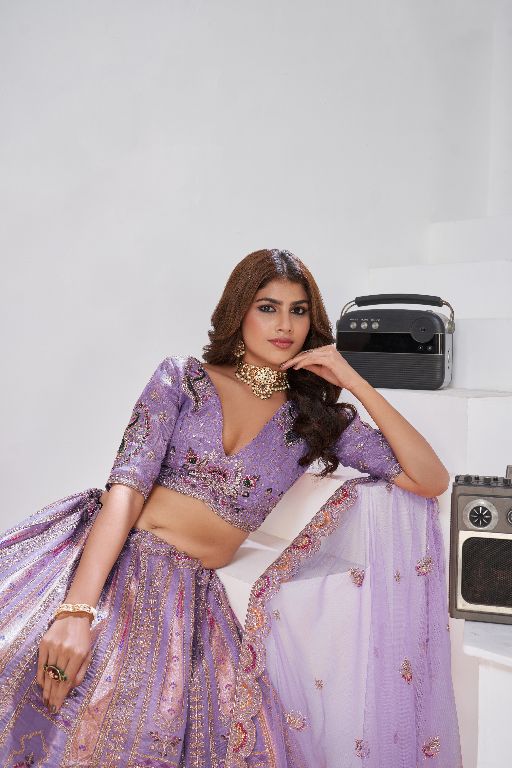 Regal Purple: Raw Silk Lehenga