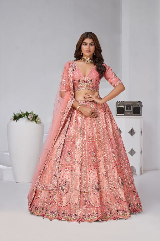Pink Perfection: Raw Silk Bridal Lehenga