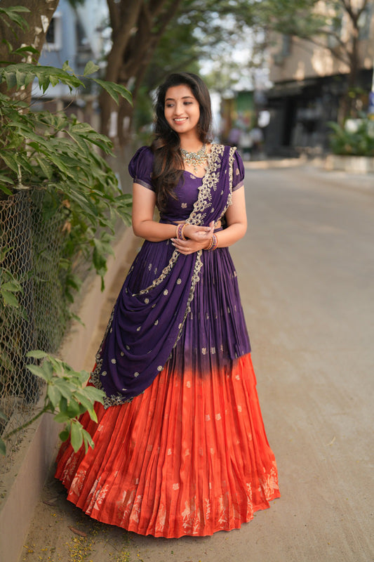 Pure Viscose Dola Zari Weaving Border With all over butta Lehenga Choli with Dupatta