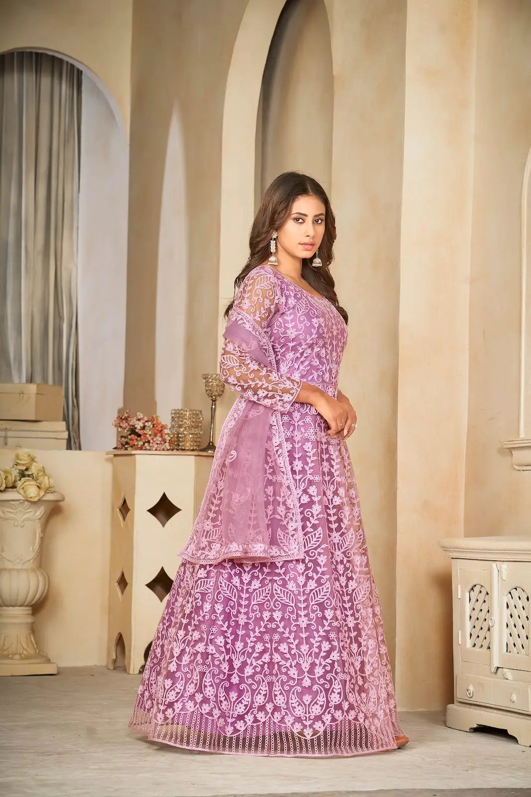 Trendy Ethnic Anarkali Suit with Beautiful Work