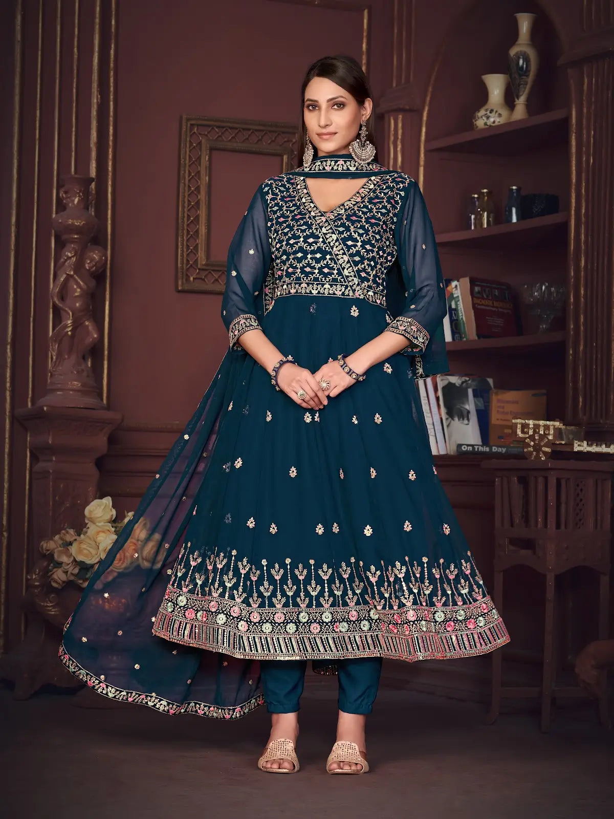 Royal Party Wear Anarkali Suit with Heavy Embroidery