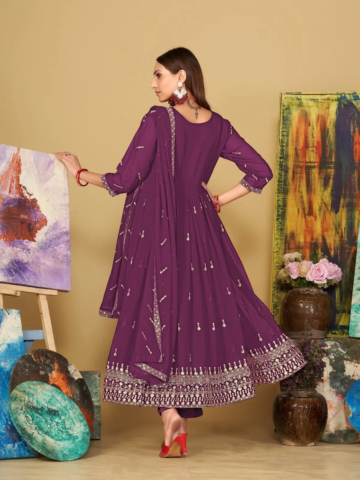 Beautiful Festive Anarkali Suit with Designer Dupatta