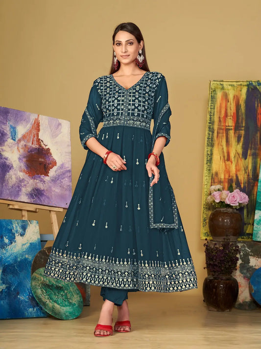 Elegant Party Wear Anarkali Suit with Embroidery