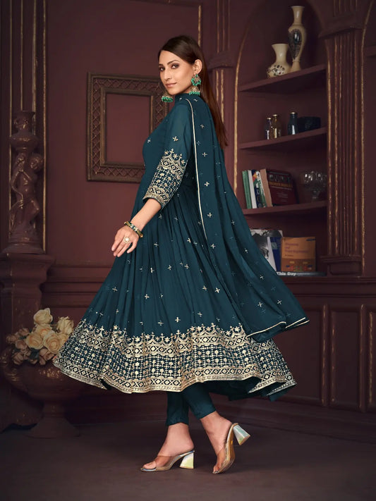 Stylish Ethnic Anarkali Suit with Fancy Embroidery