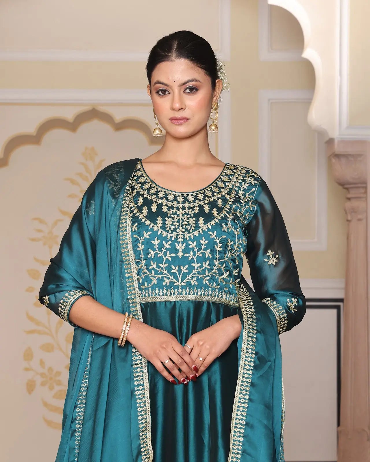 Trendy Party Wear Anarkali Suit with Elegant Dupatta
