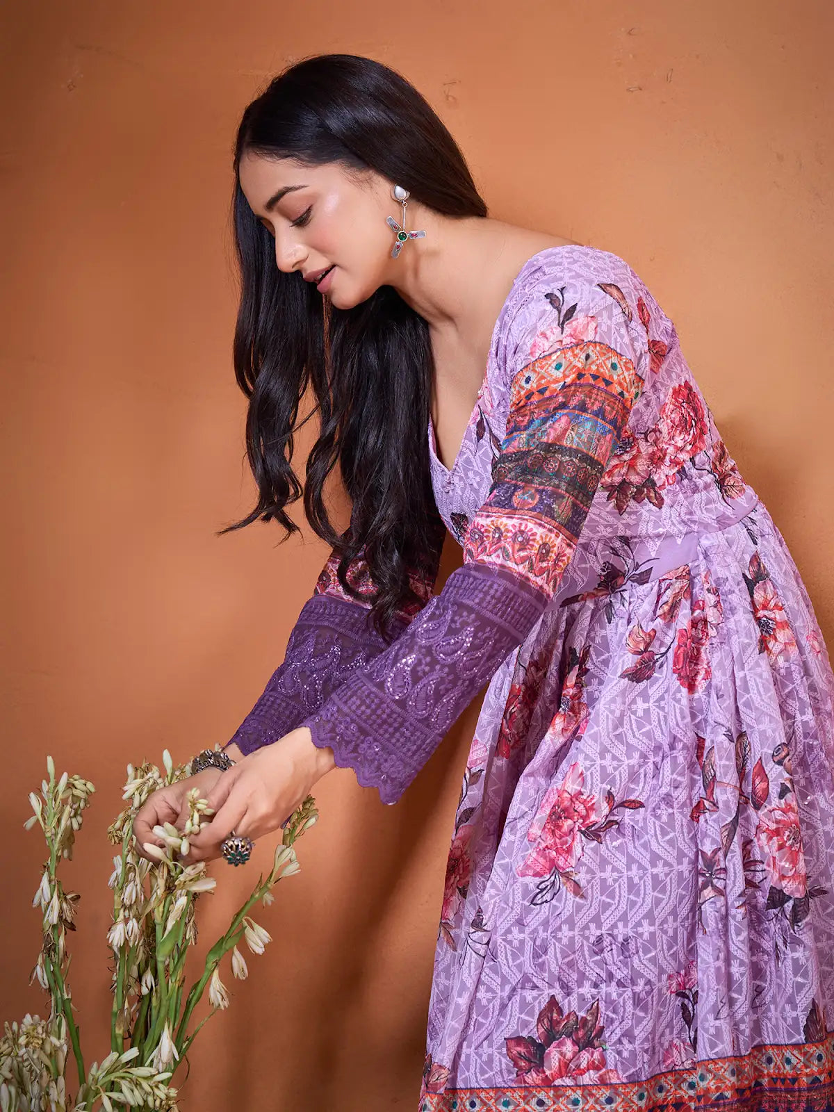 Light Purple Designer Kurti Elegant Ethnic Wear