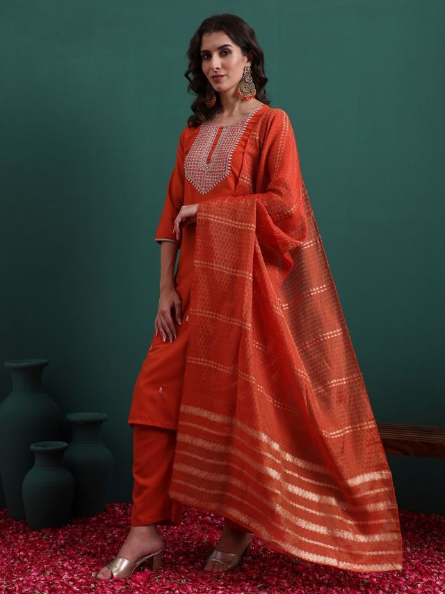 Orange Color Beautiful Ethnic Suit For Classy Trendy Girl