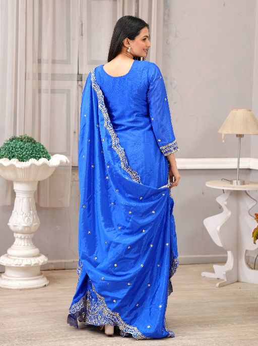 Women's Heavy Chinon Embroidery work Kurta with Sharara and Dupatta set