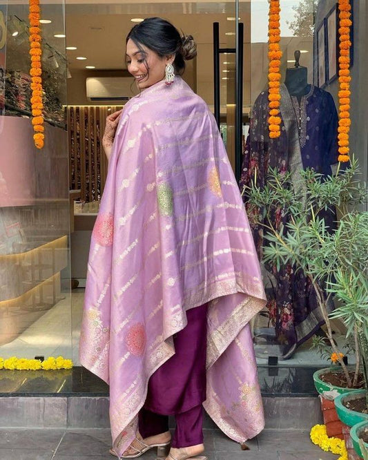 Purple Color Chanderi Fabric Beautiful Festive Wear Salwar Kameez