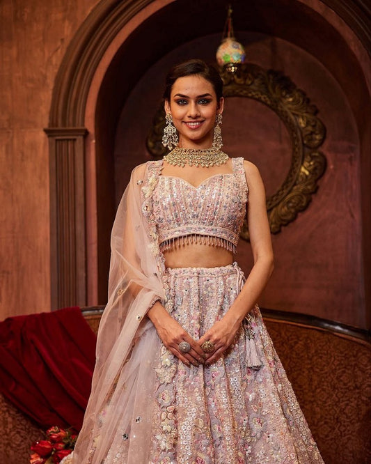 Premium Party Wear Pink with Thread & Sequin Work Lehenga Choli