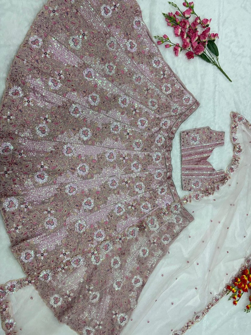 Premium Party Wear Pink with Thread & Sequin Work Lehenga Choli
