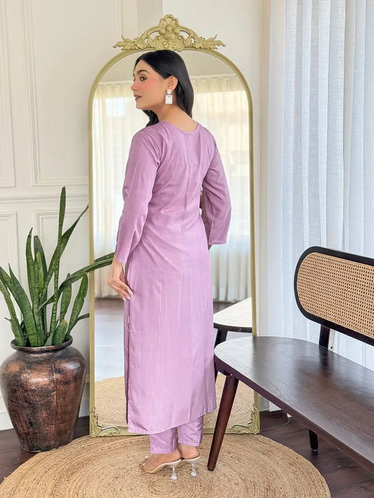 Women Beautiful Thread work Rayon Fabric with Straight Kurta, Pant and Dupatta Set 740