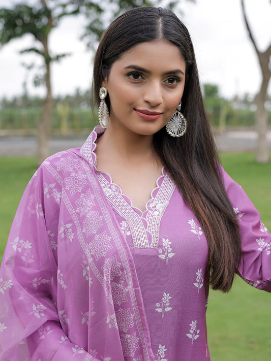 Women's Gorgeous Rayon Fabric Printed Work Straight Kurta Pant and Dupatta Set