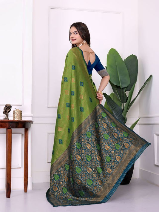 Mahendi Color Festive Special Traditional Art Silk Woven Designer Saree