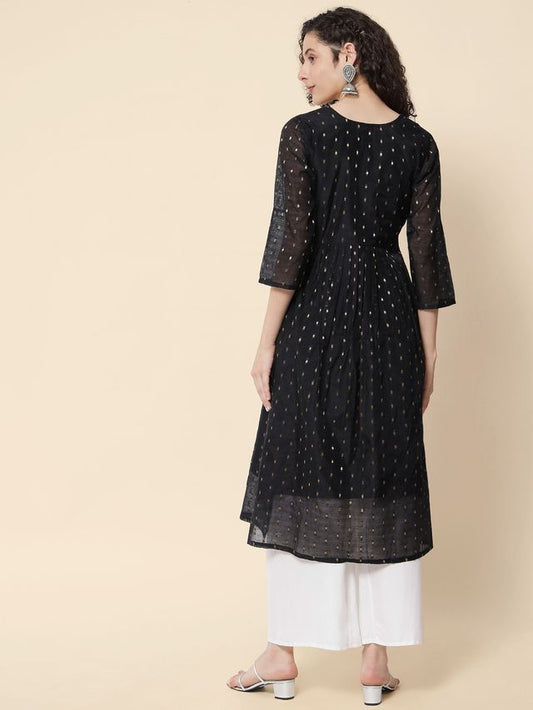 Black Color Chanderi Modal Fabric With Beautiful Embroidered Work Fancy Looks