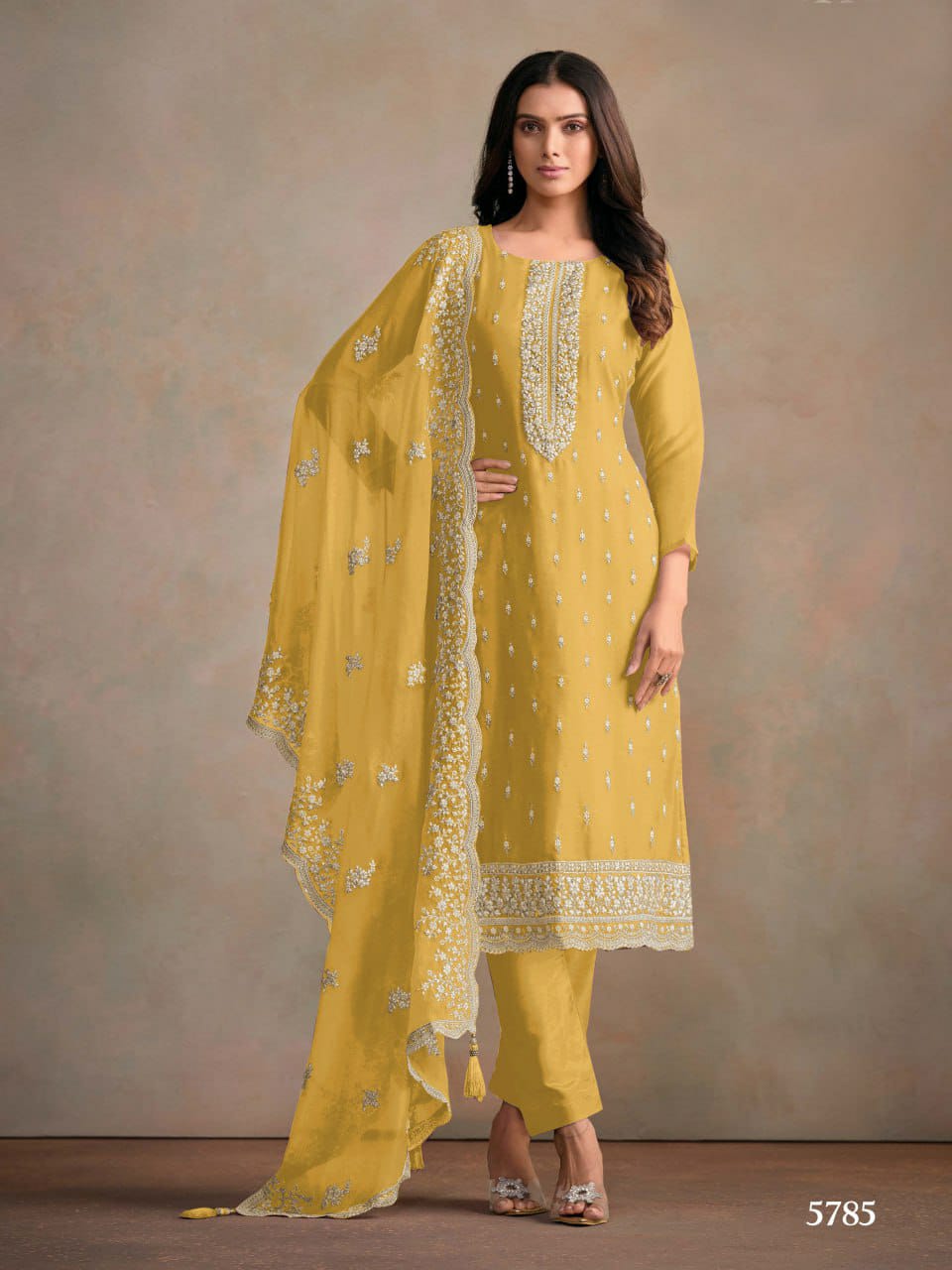 Organza Silk Semi Stitched Wedding Suits