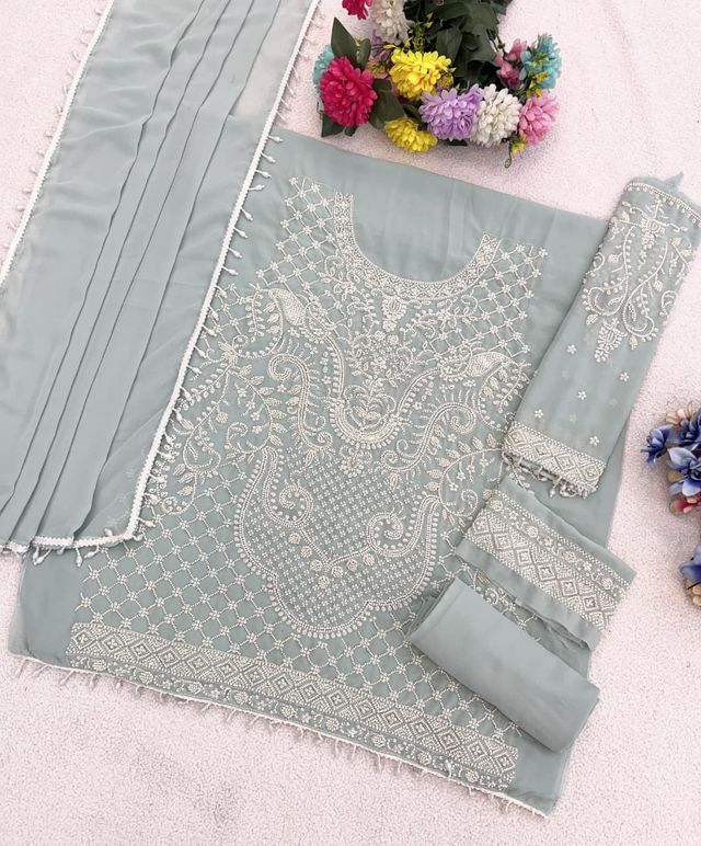 Light Blue Georgette Semi Stitched Suits