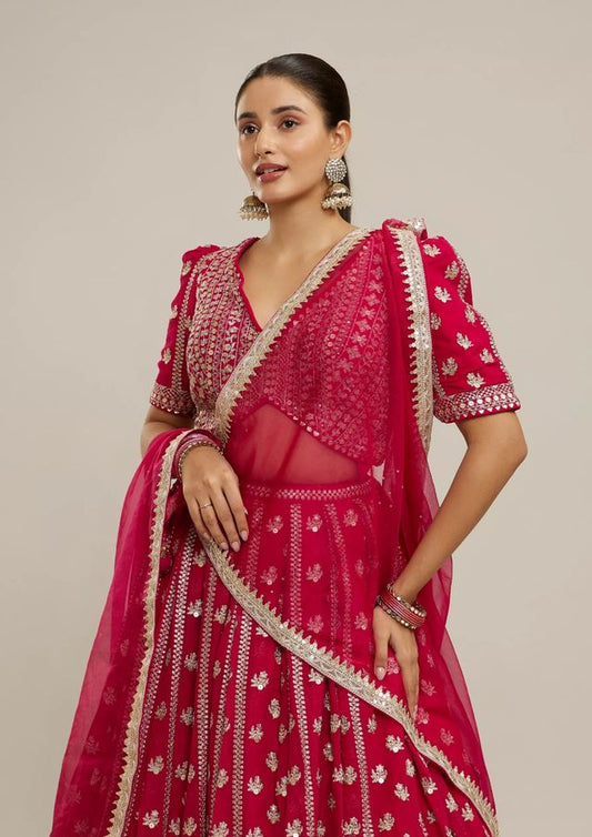 Leheriya Style Lehenga Choli with Embroidered Dupatta HKV-003650-PINK