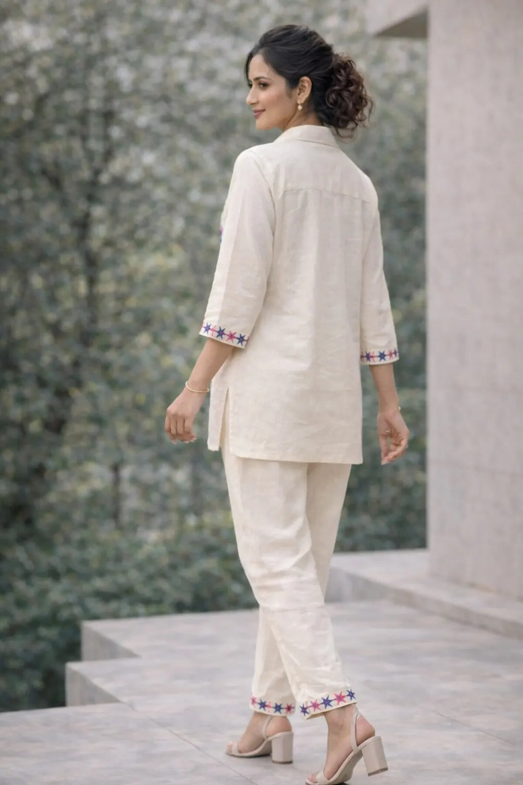 Luxury Botanical Embroidery Cotton Linen Set