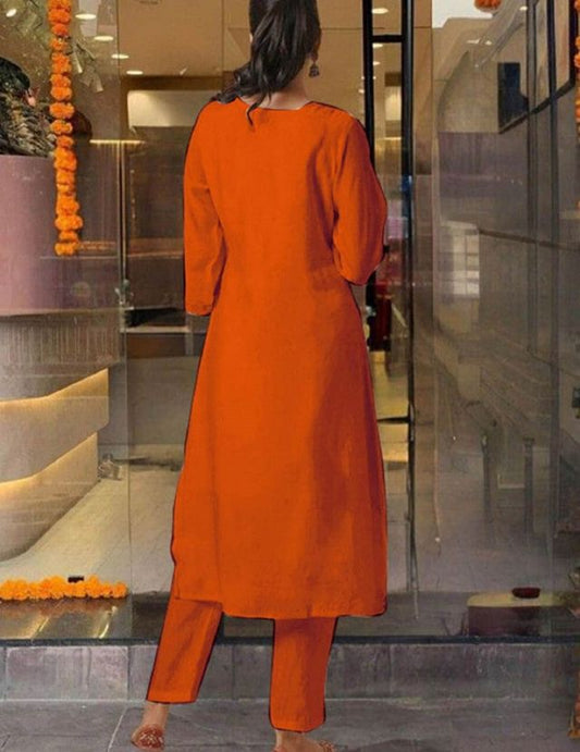 Rust Color Designer Embroidered Ethnic Partywear Suit