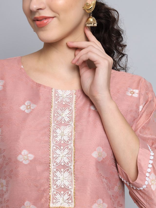 Pink Color Beautiful Silk Blend Fabric Sophisticated Kurta For Girls