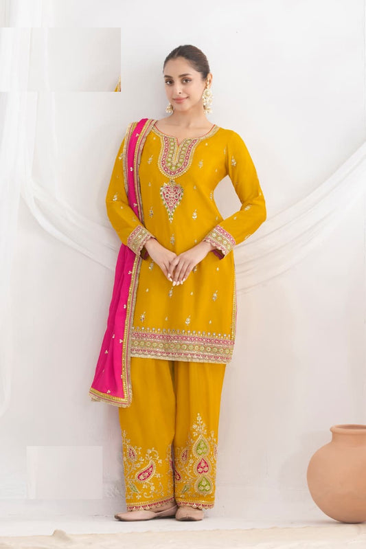 Heavy Chinon Full Stitched Wedding Suits Upto 44
