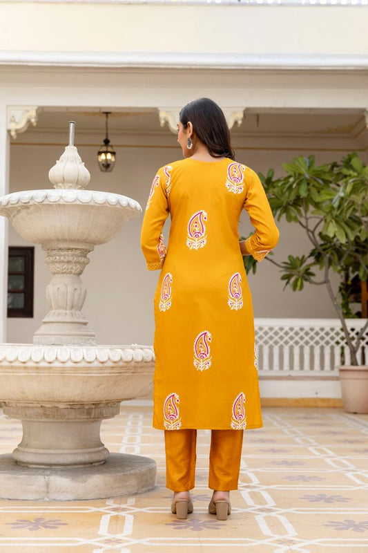Yellow Color Rayon Fabric Ceremonial Readymade Kurta Set with Dupatta