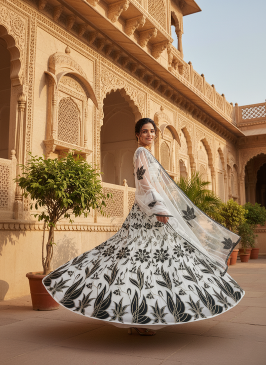 Zariya Turquoise Party Wear Lehenga HKV-00180 OFFWHITE