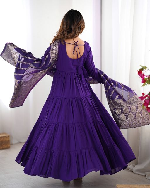 Purple Anarkali Dress Elegant Ethnic Gown for Women