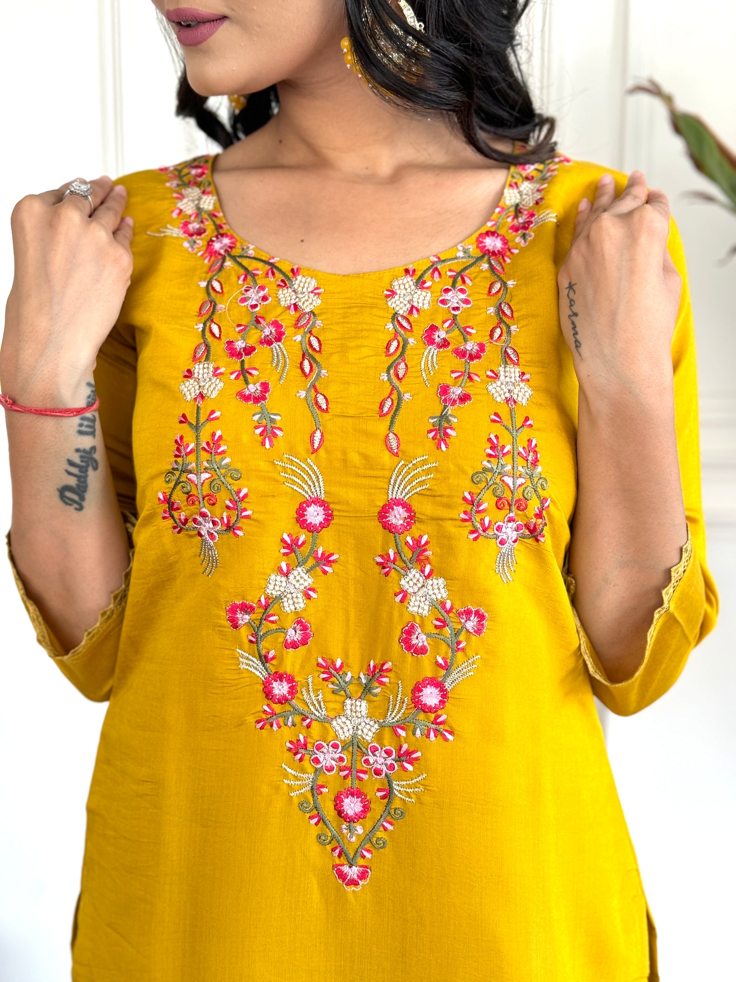 Women's Chanderi Silk Printed Straight Kurta with Pant And Printed Dupatta Set