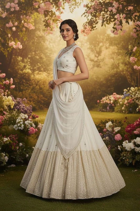 Festive Designer Lehenga Choli Set for Women HKV-003630 OFFWHITE