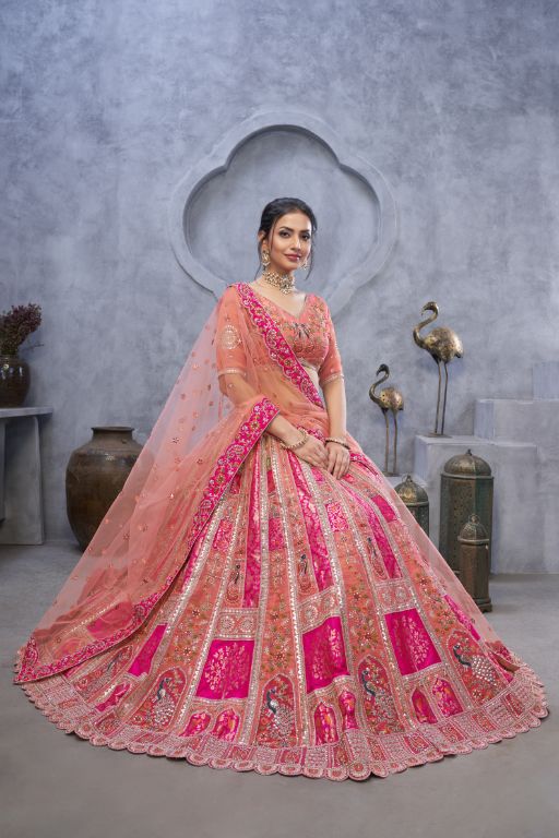 The bagh collection: Plush pink Lenega embodded by Thread and Sequin Embellished Lehengas