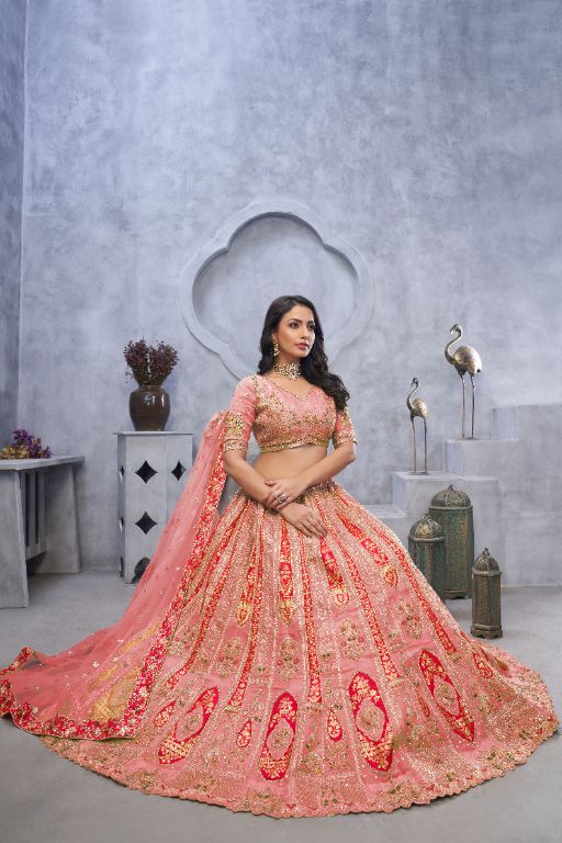 Vibrant Multicolor Zari Work Lehenga – Perfect Bridal & Haldi Lehenga