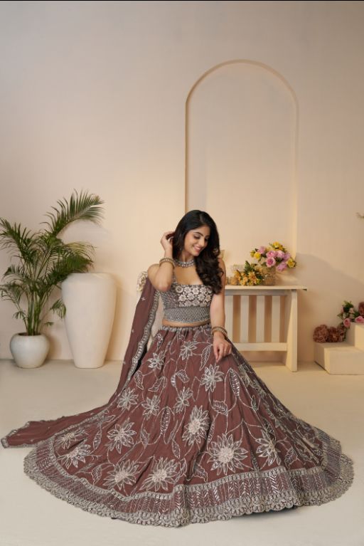 "Blossom in spring Mauve colore Sequin-Styled Lehenga for the Dreamy Bridesmaid"