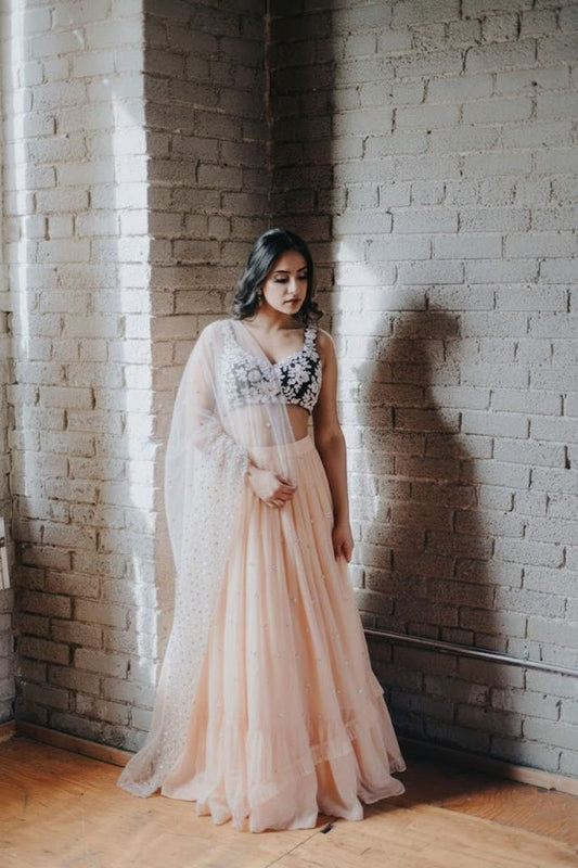 Zariya Turquoise Party Wear Lehenga HKV-00210 PEACH