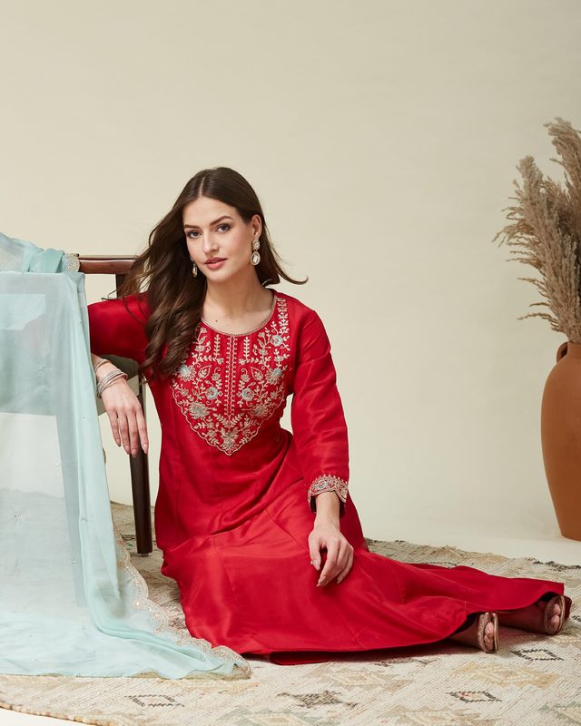 Pink Color Vichitra Fabric Beautiful Partywear Dress For Girls